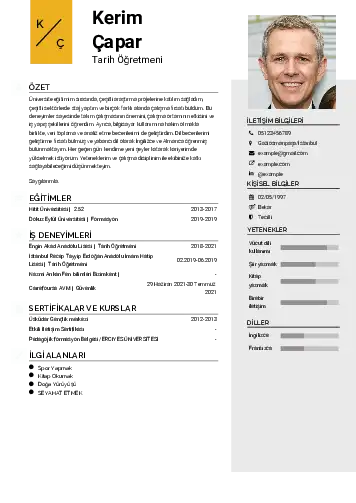 Tarih Öğretmeni Cv Örnekleri cv indir